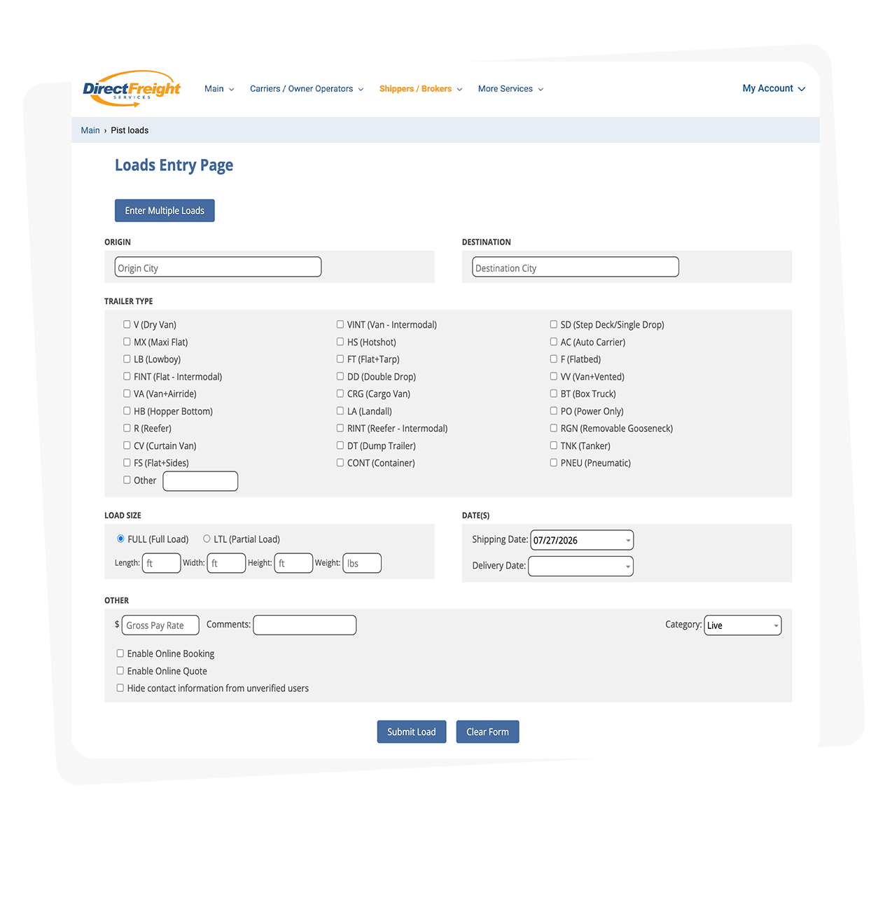 Direct Freight shipper and broker tools